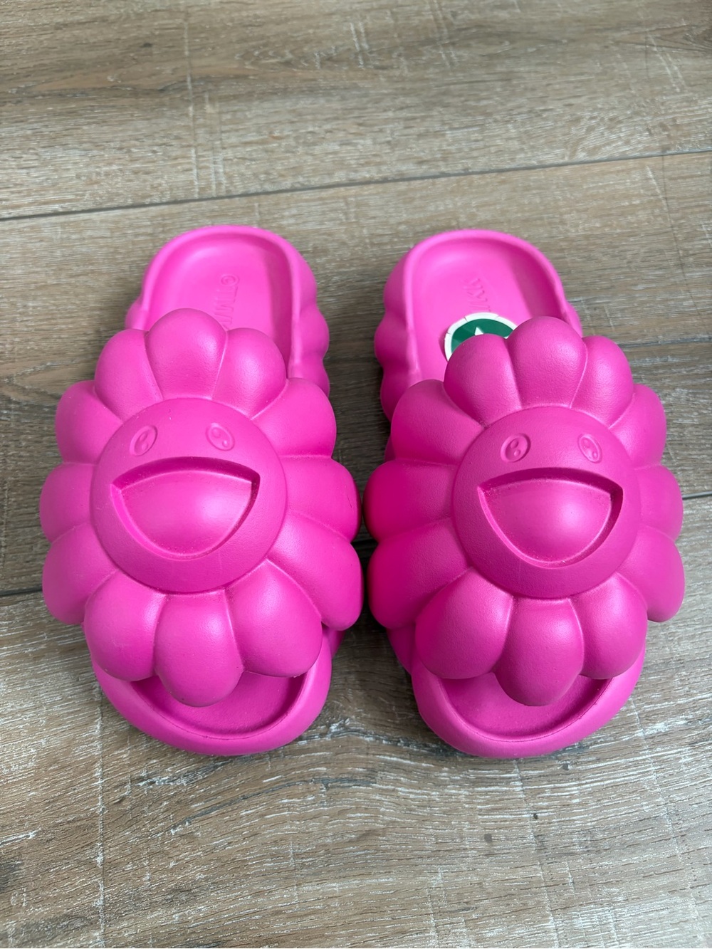 Takashi Murakami Ohana Full-Bloom Raspberry Rose Slides Sz 7
